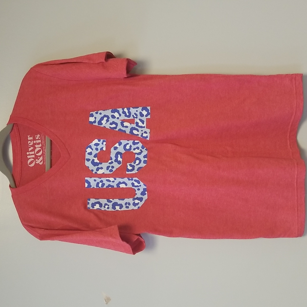 Oliver & Otis Short Sleeve T Shirt - 65% Polyester - 35% Cotton Heathered Red